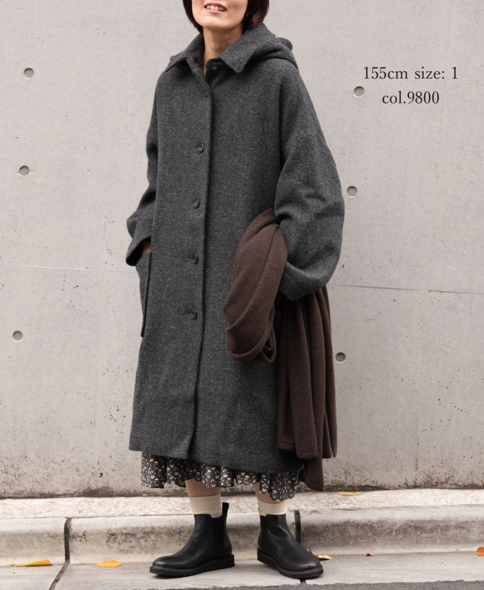 JNMDS1951TW (コート) BRITISH WOOL TWEED DETACHABLE HOODED COAT