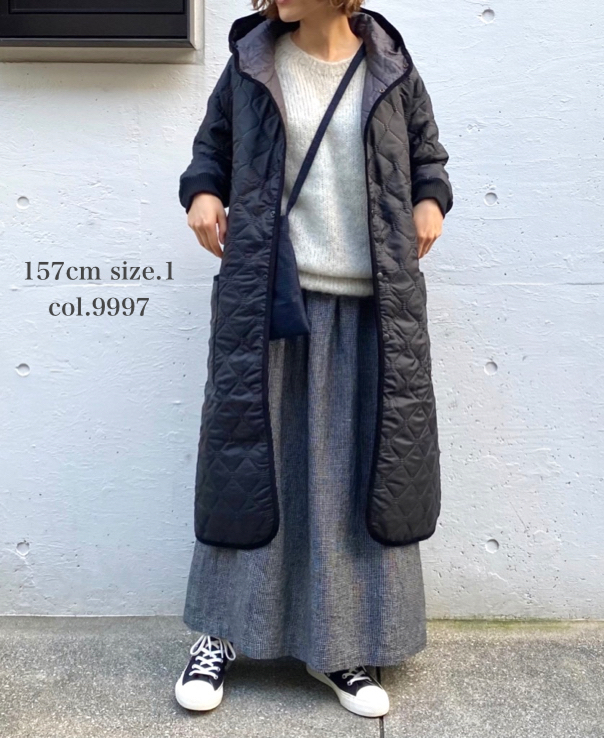 NAM2154PP (コート) POLY×POLY HEAT QUILT OVERSIZED HOODED COAT WITH RIBBED CUFF