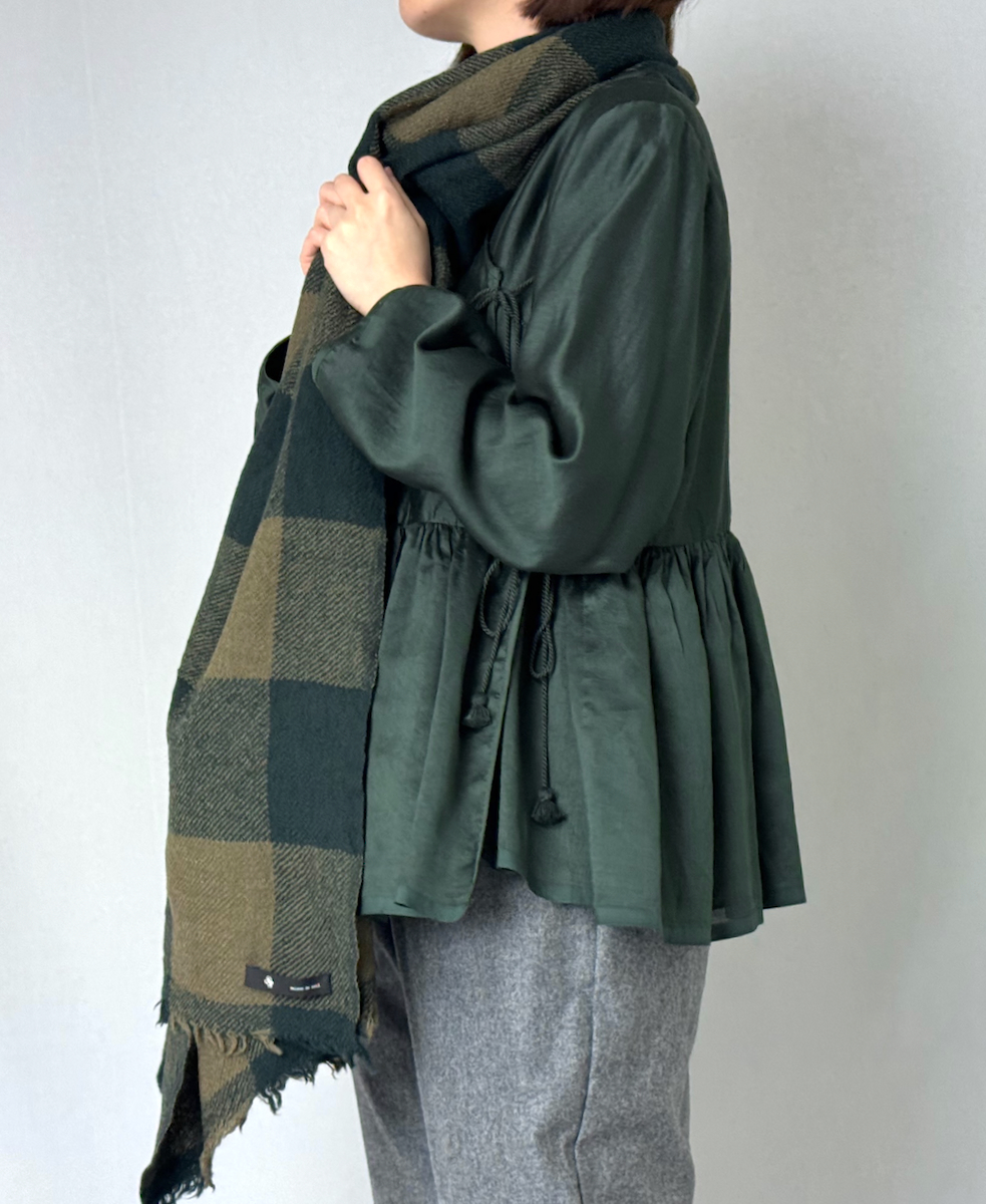 ○NMDS23512 (ストール) WOOL SILK BIG BLOCK CHECK STOLE│