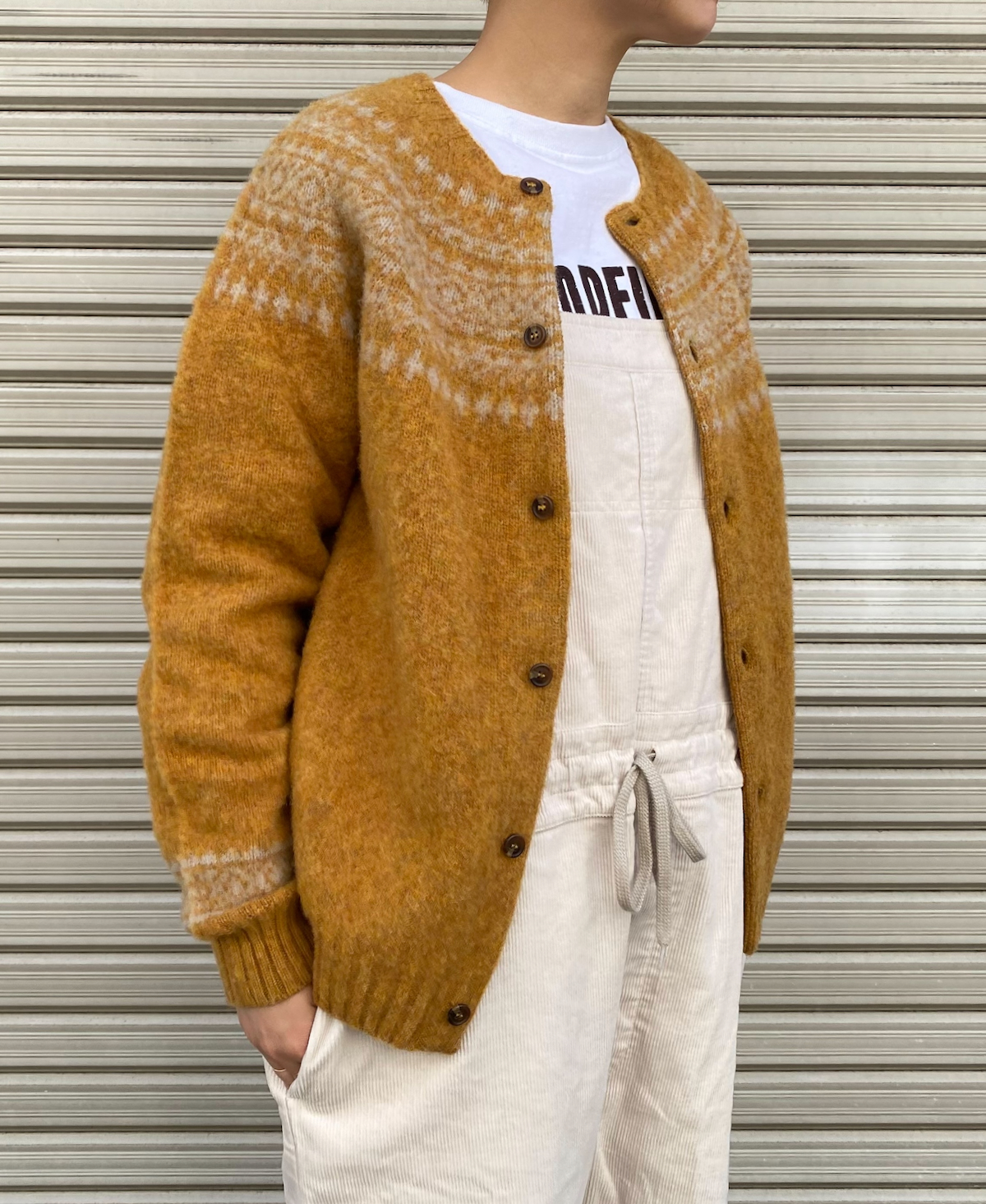 NJT1761 (ニット)  SHETLAND WOOL NORDIC HEAVY BRUSH CREW NECK CARDIGAN