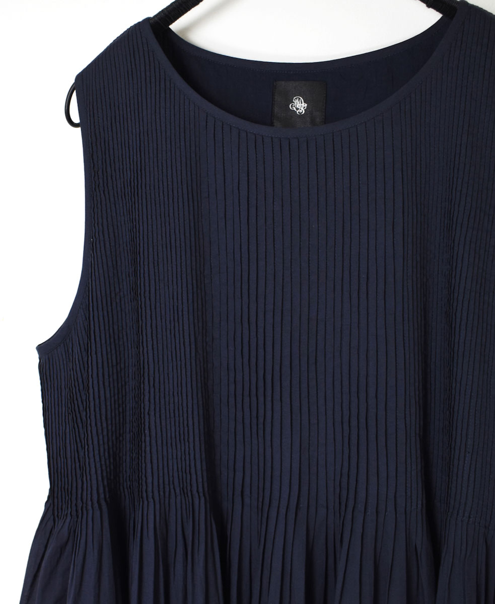 NMDS23124 (ワンピース) 80'S ORGANIC VOILE PLAIN MINI PINTUCK NO/SL PULLOVER DRESS