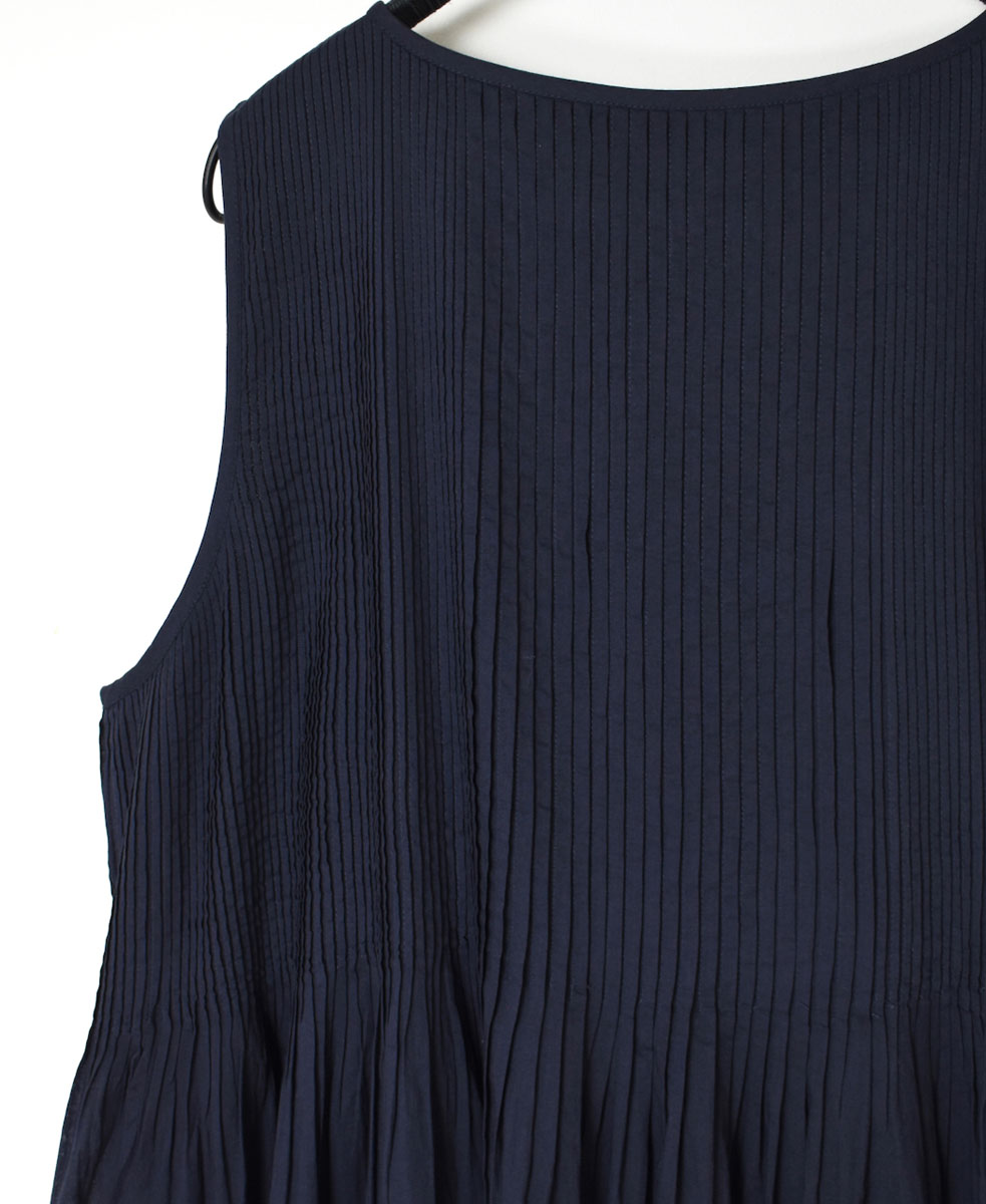 NMDS23124 (ワンピース) 80'S ORGANIC VOILE PLAIN MINI PINTUCK NO/SL PULLOVER DRESS