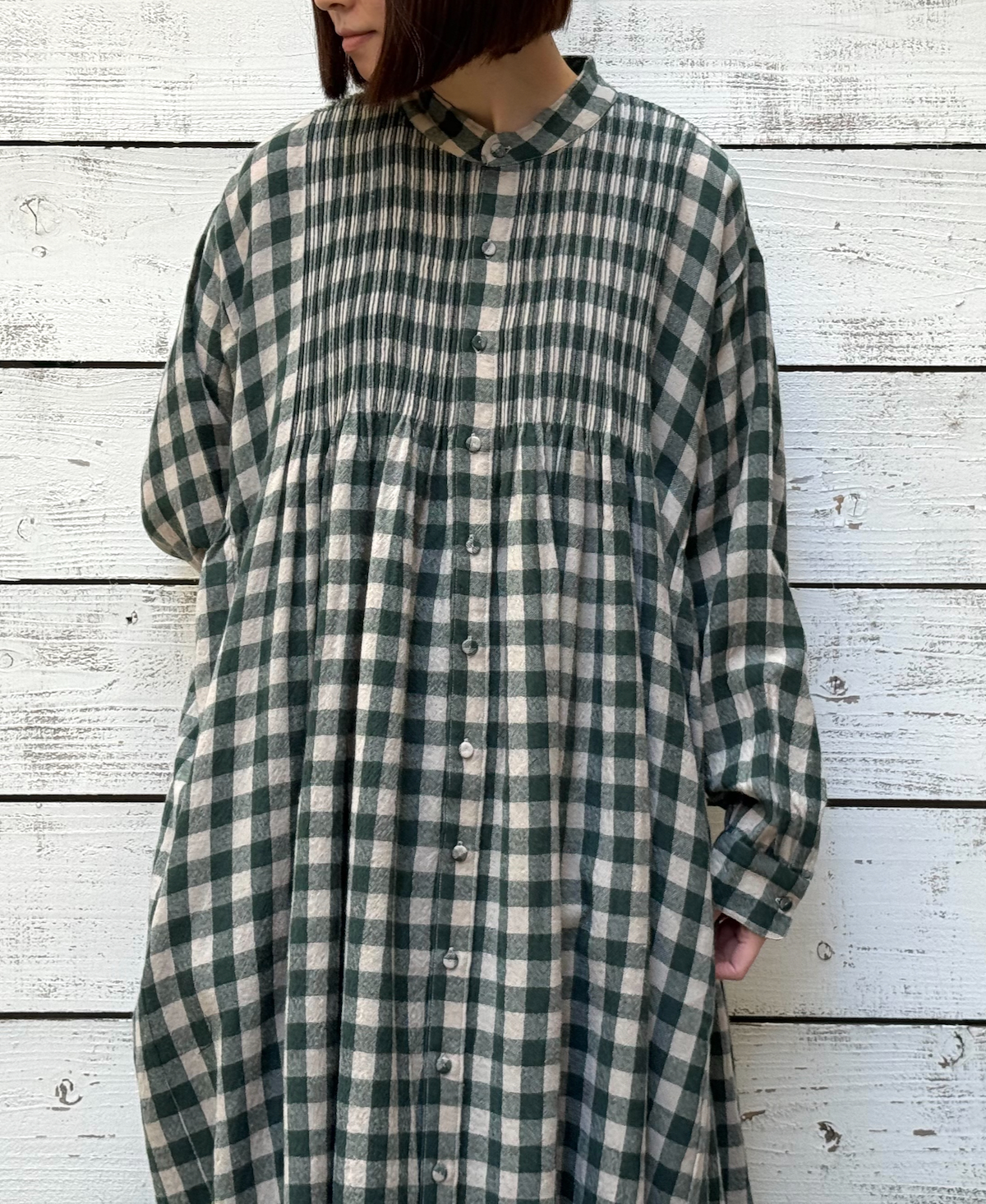 ○NMDS23592 (ワンピース) BOILED WOOL BIG GINGHAM CHECK