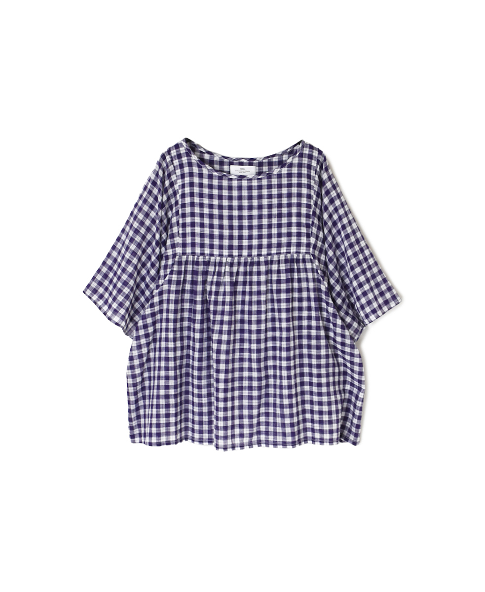 NSL24022 (ブラウス) COTTON FANCY GINGHAM CHECK DOLMAN SLEEVE PULLOVER