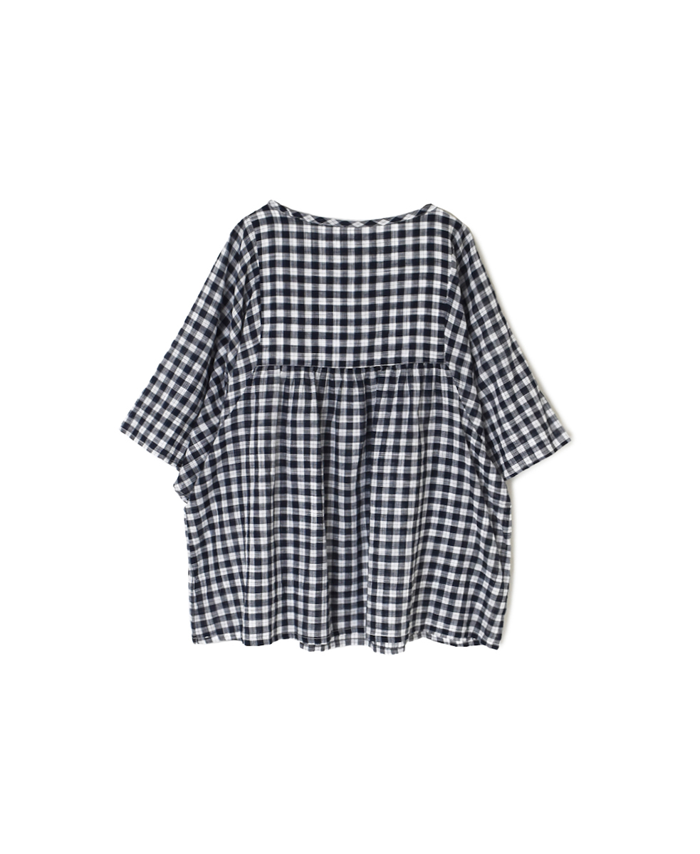 ●NSL24022 (ブラウス) COTTON FANCY GINGHAM CHECK DOLMAN SLEEVE PULLOVER