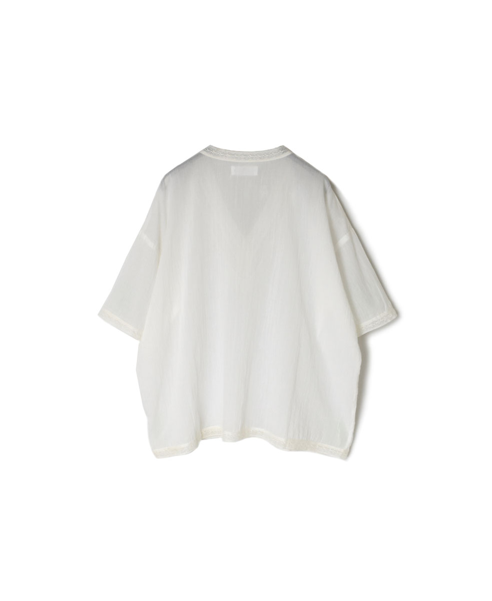 NSL24032 (ブラウス) COTTON VOILE LACE & PINTUCK V-NECK LACE SHORT/SL PULLOVER