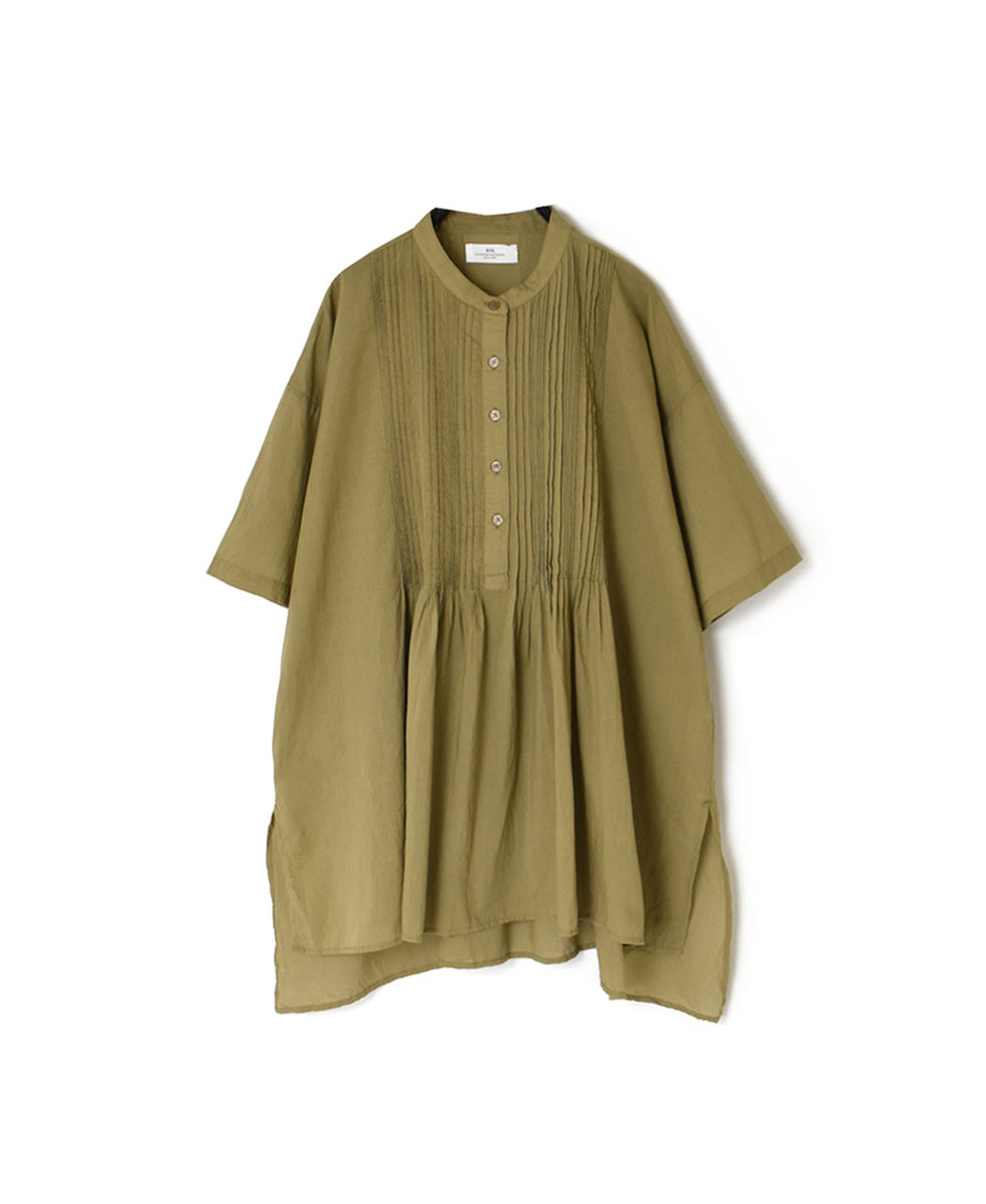 NSL24031 (シャツ) COTTON VOILE LACE & PINTUCK BANDED COLLAR SHORT/SL PINTUCK SHIRT