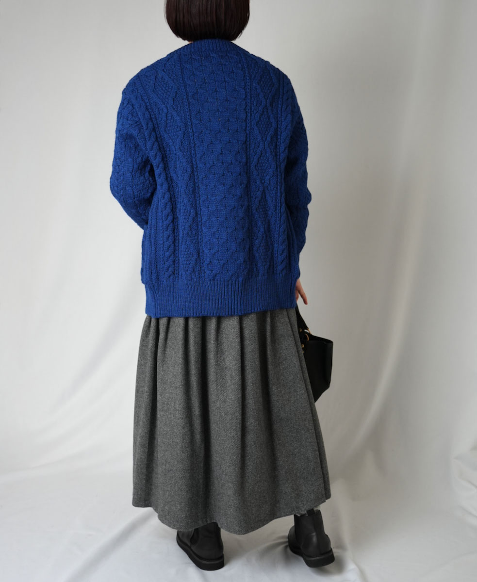 CHT1951W (ニット) WOOL ARAN CREW CARDIGAN (WOOD BUTTON)