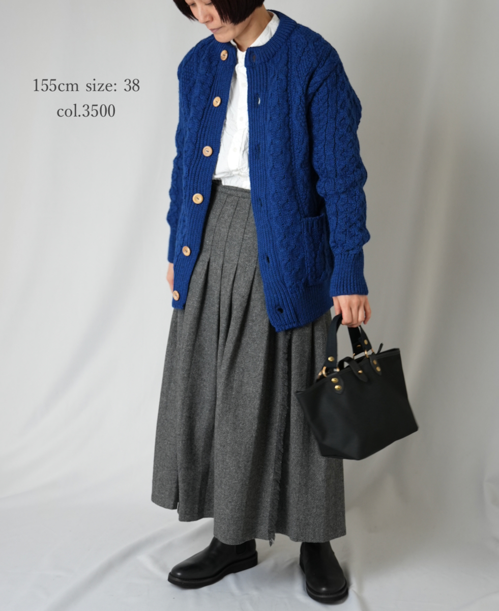 CHT1951W (ニット) WOOL ARAN CREW CARDIGAN (WOOD BUTTON)