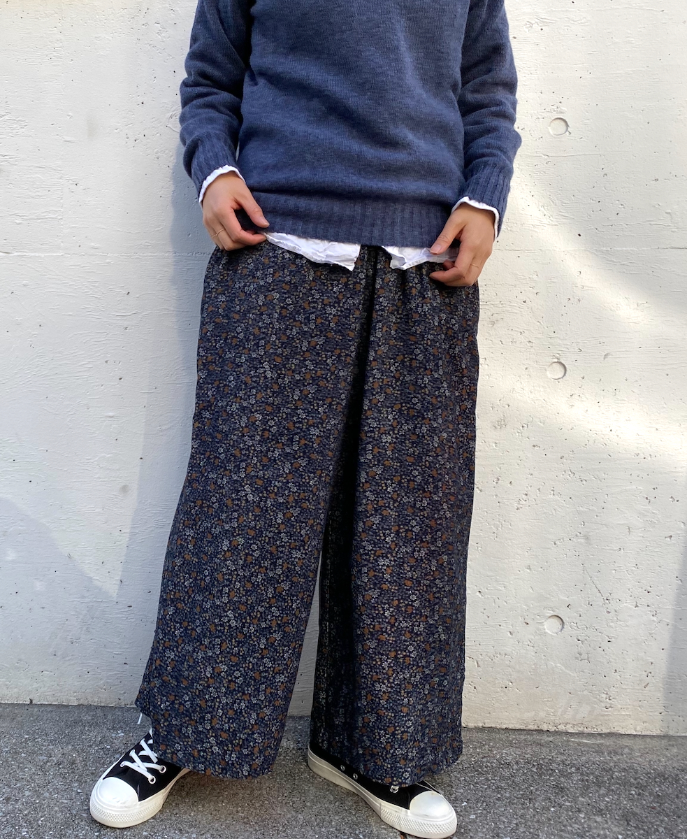 NSL22554 (パンツ) CORDUROY SMALL FLOWER PRINT WIDE EASY PANTS│