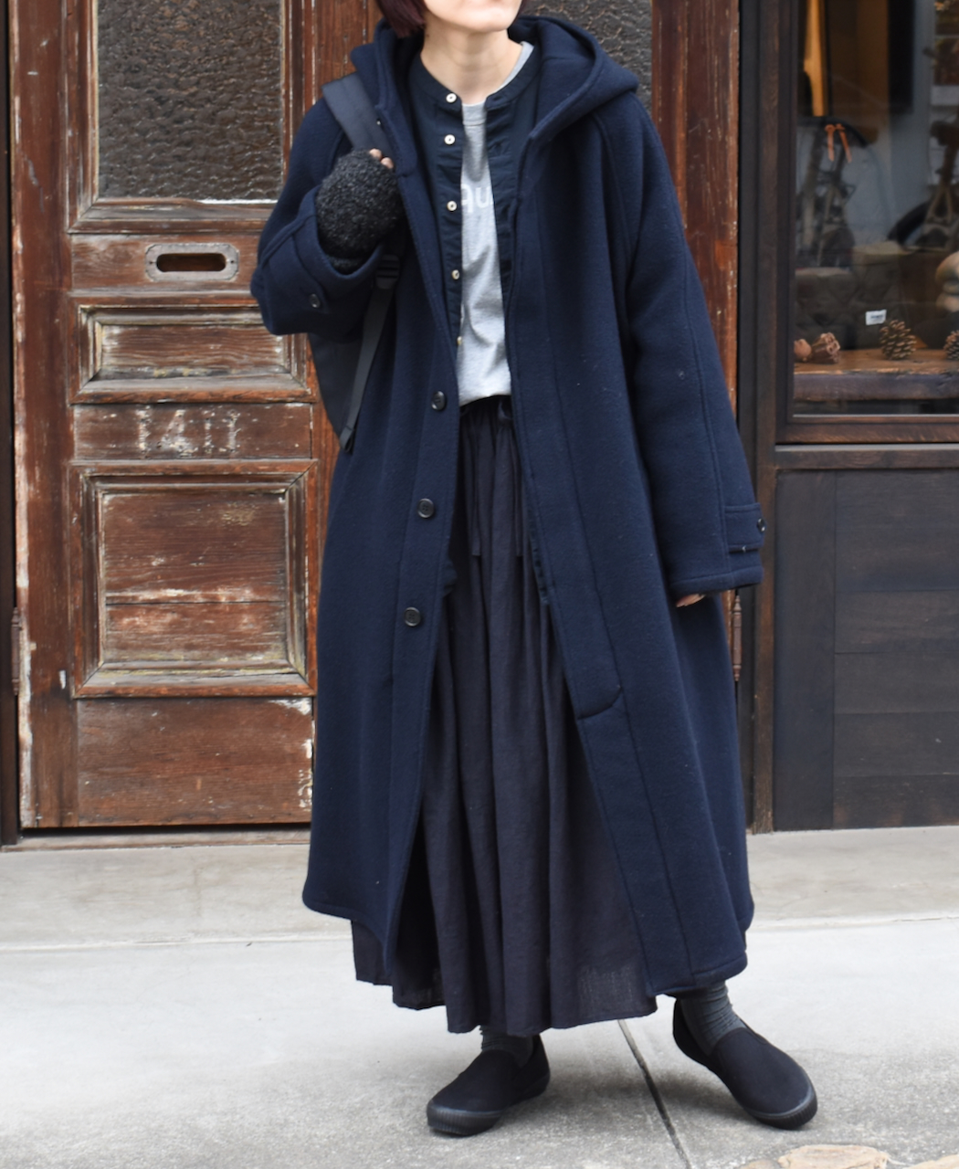 NHT1752WPR (コート) WOOL HOODED COAT