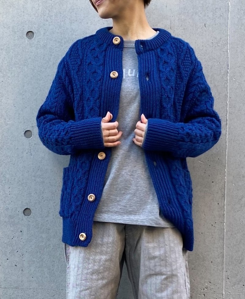 CHT1951W (ニット) WOOL ARAN CREW CARDIGAN (WOOD BUTTON)