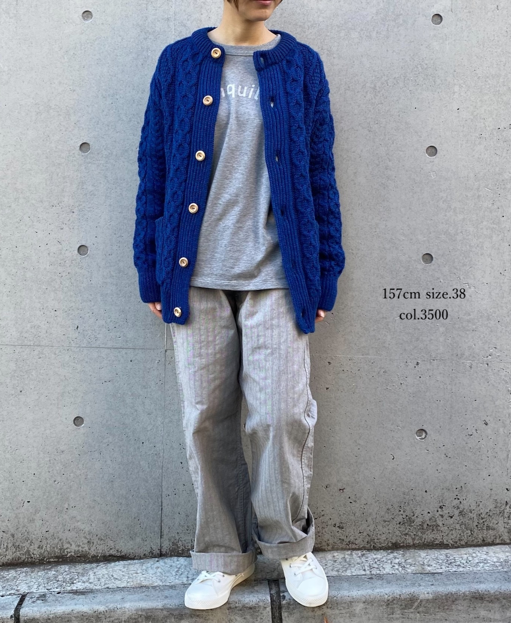 CHT1951W (ニット) WOOL ARAN CREW CARDIGAN (WOOD BUTTON)