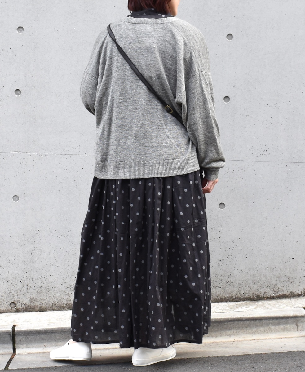 GNSL23302 (ニット) 12GG 1PLY LINEN PLAIN V-NECK 1 BUTTON CARDIGAN