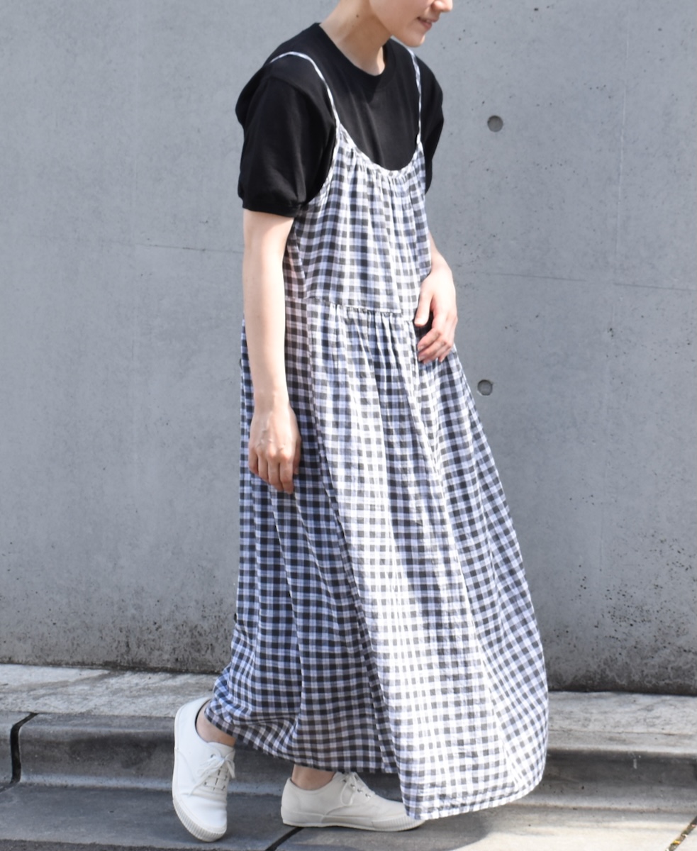 ●NSL24025 (ワンピース) COTTON FANCY GINGHAM CHECK 2WAY CAMISOLE DRESS