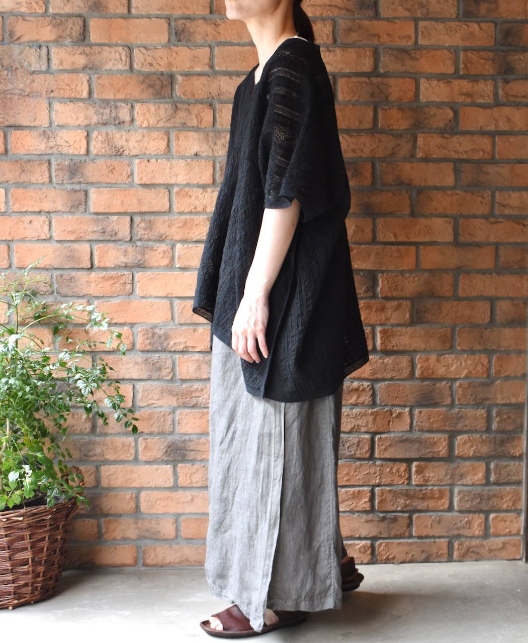 NSL23052 (ポンチョ) COTTON VOILE LACE & PINTUCK ALL LACE PONCHO