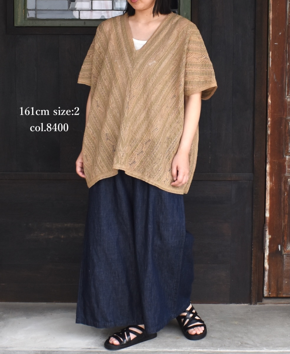 NSL23052 (ポンチョ) COTTON VOILE LACE & PINTUCK ALL LACE PONCHO