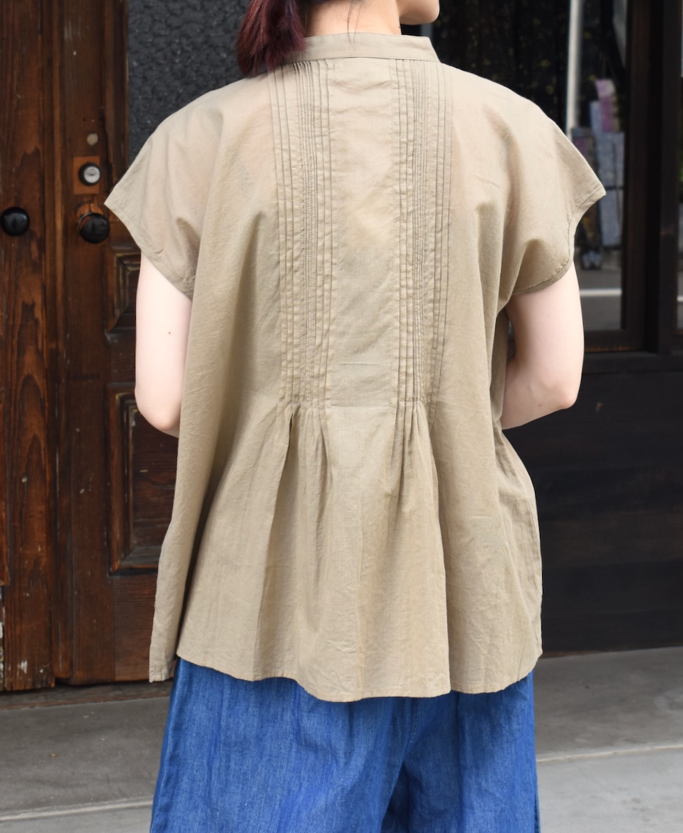 NSL22032 (ブラウス) COTTON VOILE LACE & PINTUCK BANDED COLLAR FRENCH/SL PINTUCK SHIRT