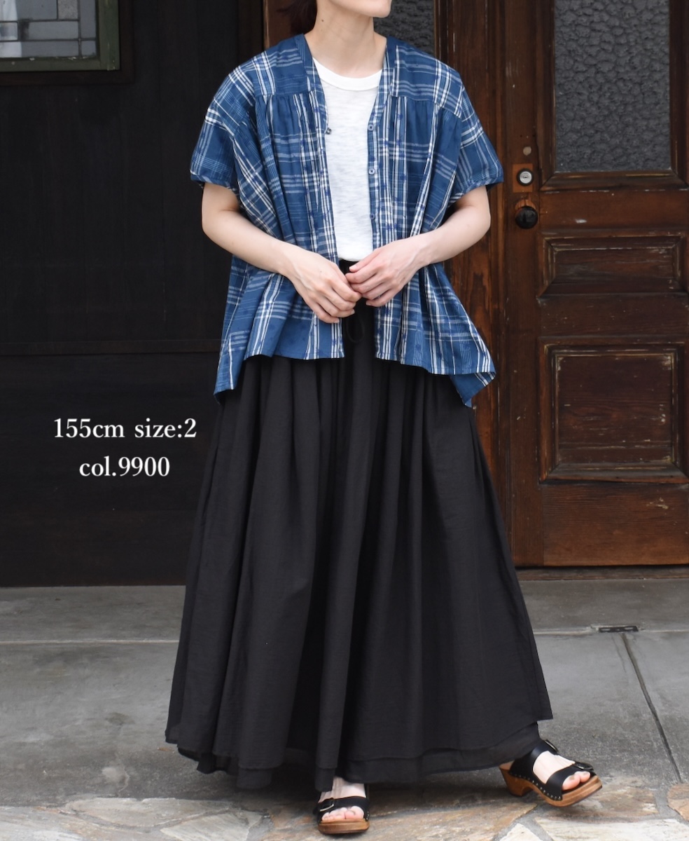 NSL24033 (スカート) COTTON VOILE LACE & PINTUCK LAYERED GATHER SKIRT