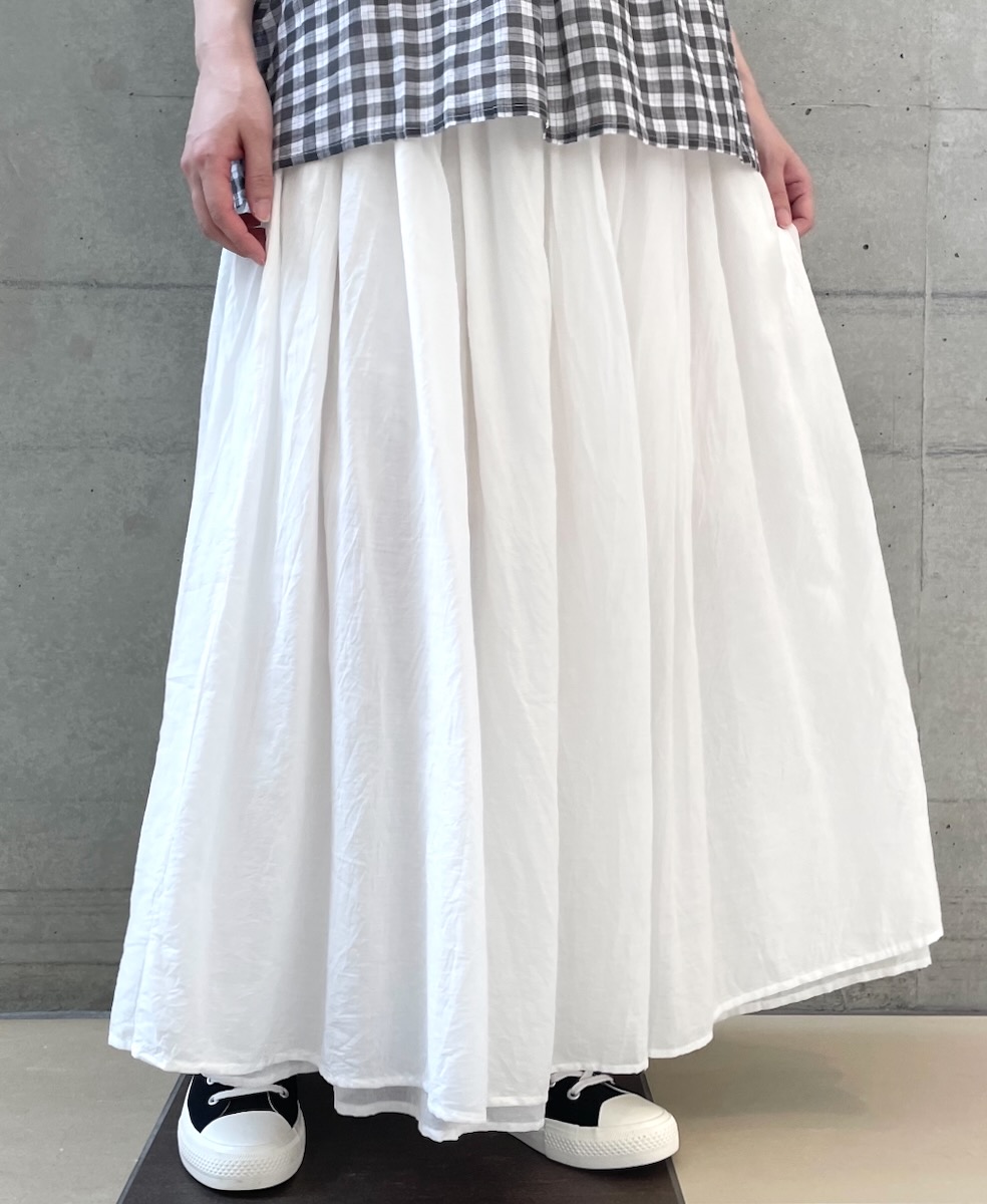 NSL24033 (スカート) COTTON VOILE LACE & PINTUCK LAYERED GATHER SKIRT