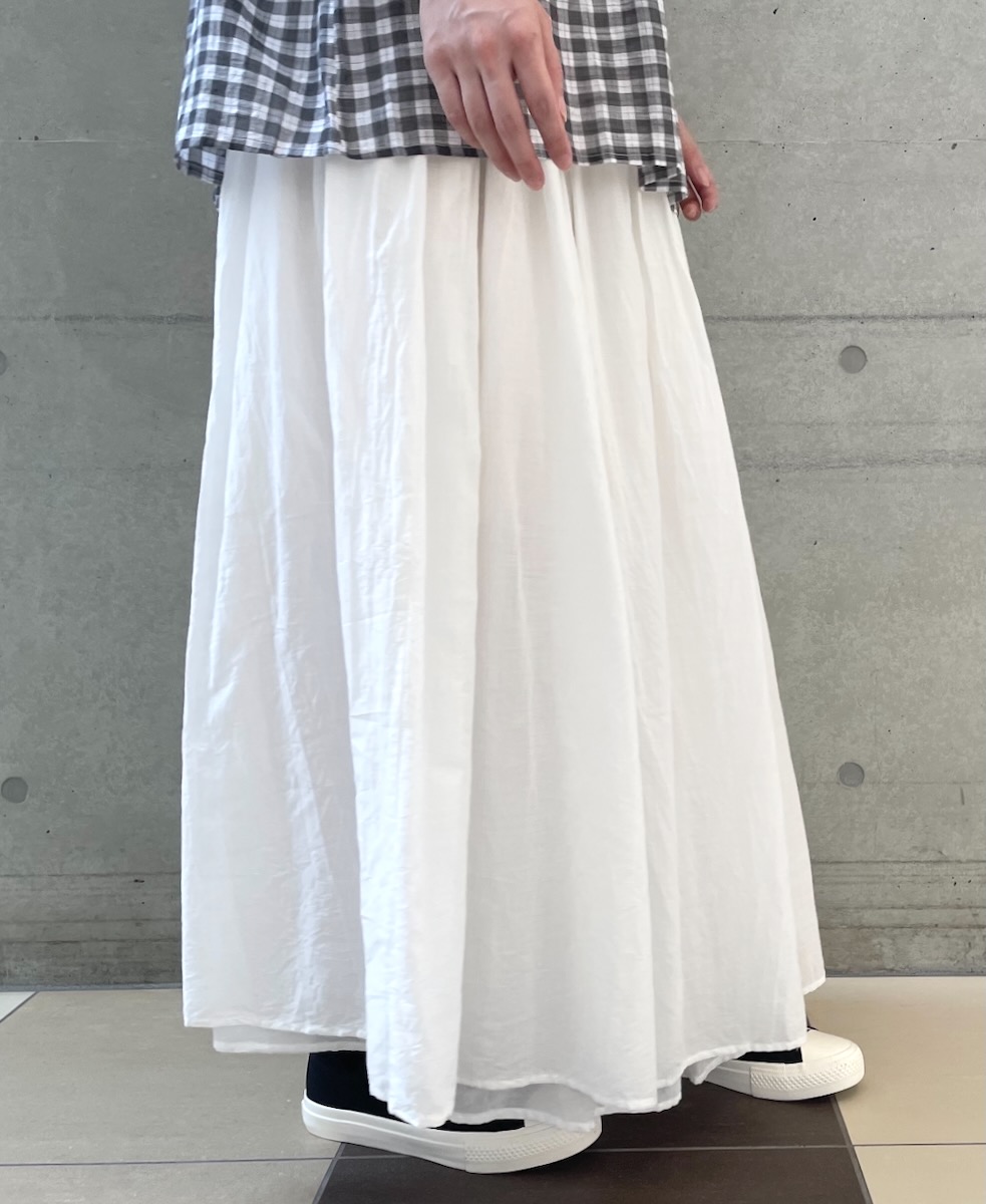 NSL24033 (スカート) COTTON VOILE LACE & PINTUCK LAYERED GATHER SKIRT