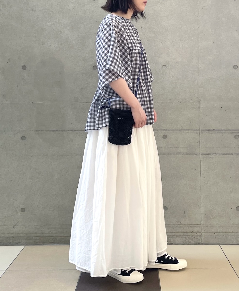 NSL24033 (スカート) COTTON VOILE LACE & PINTUCK LAYERED GATHER SKIRT