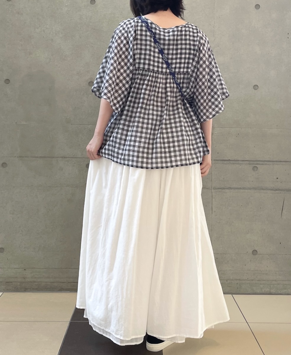 NSL24033 (スカート) COTTON VOILE LACE & PINTUCK LAYERED GATHER SKIRT