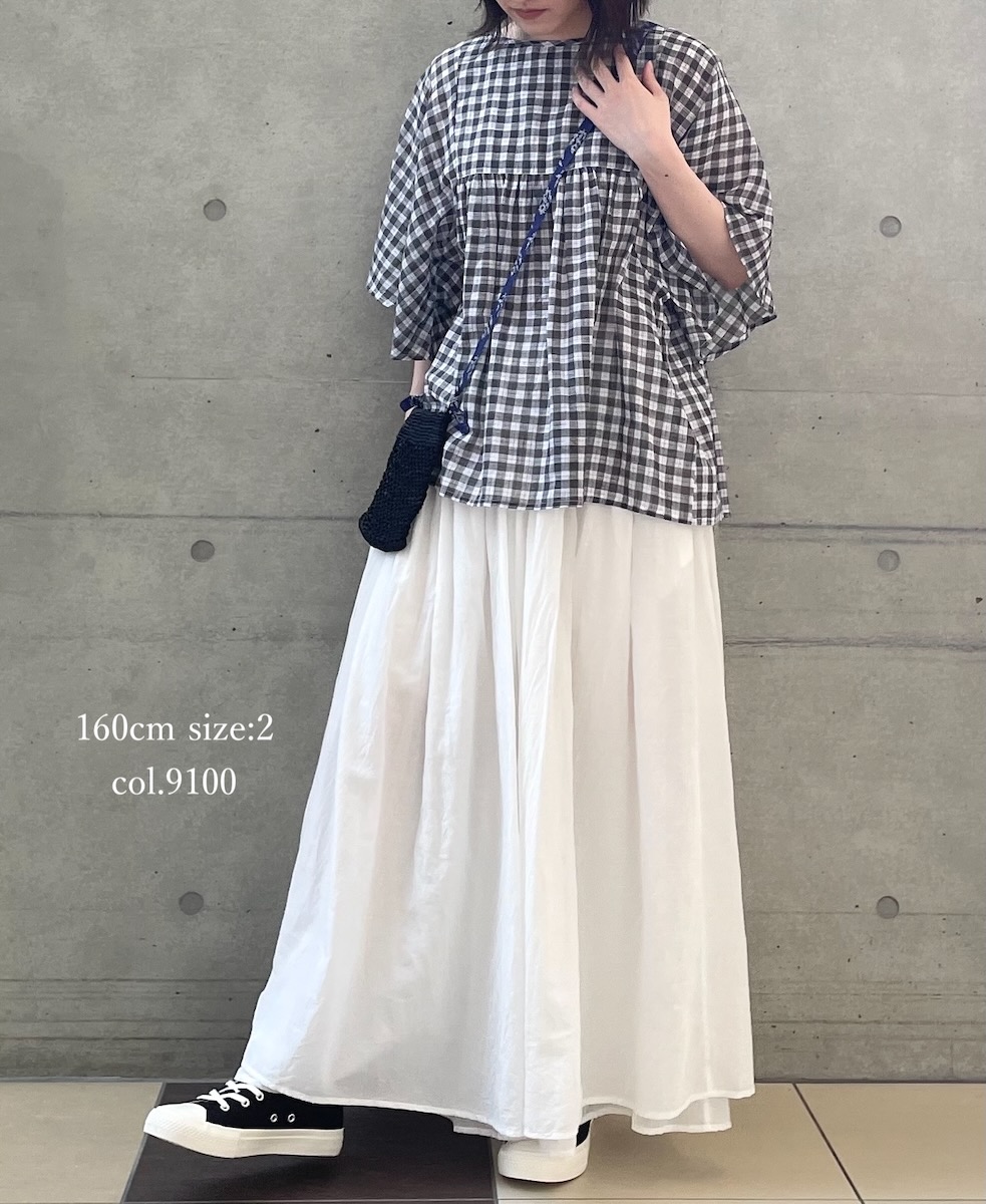 NSL24033 (スカート) COTTON VOILE LACE & PINTUCK LAYERED GATHER SKIRT