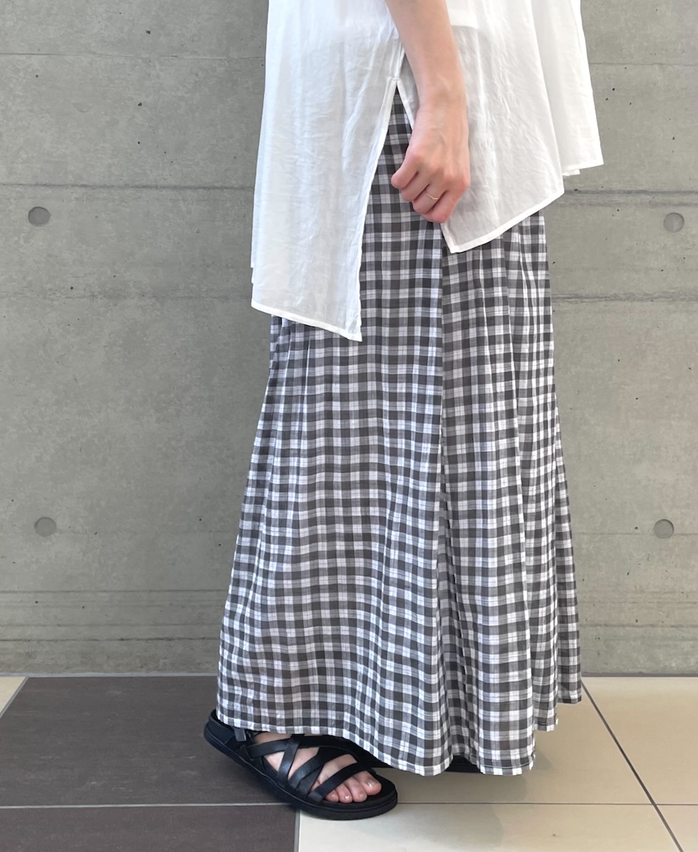 ●NSL24026 (パンツ) COTTON FANCY GINGHAM CHECK WIDE EASY PANTS