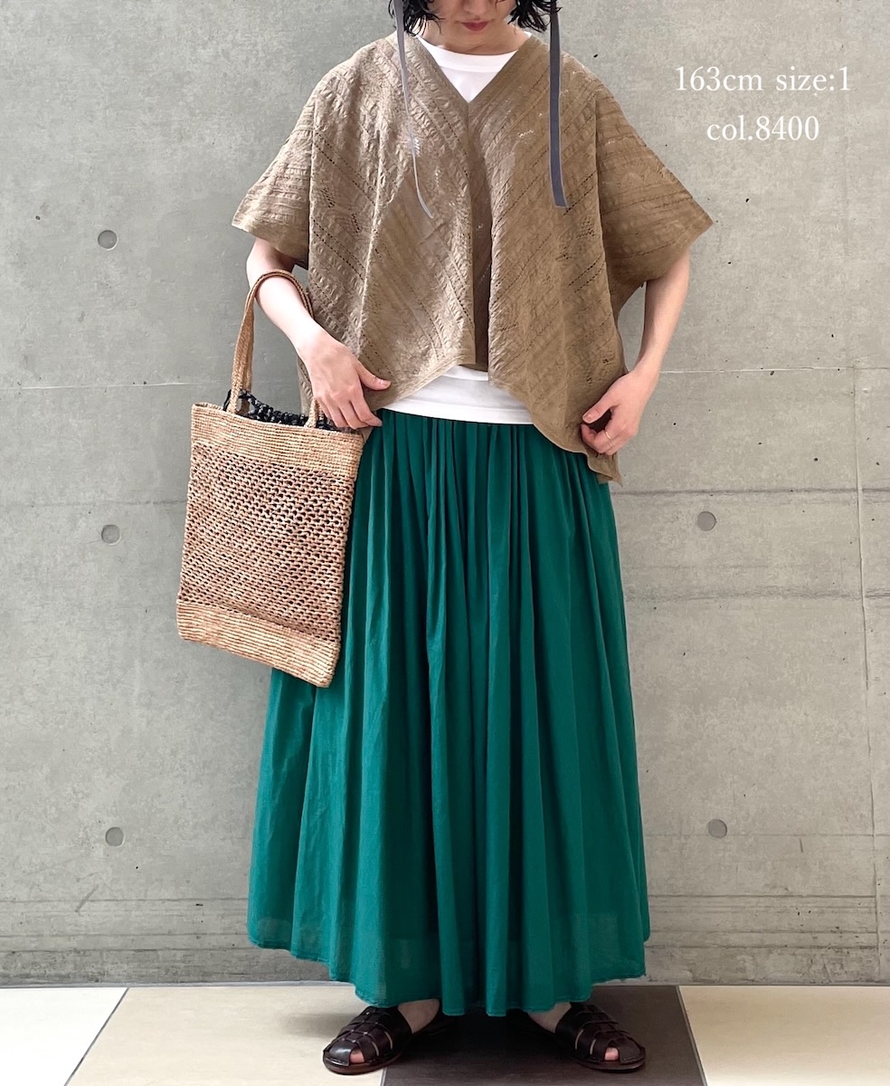 NSL23052 (ポンチョ) COTTON VOILE LACE & PINTUCK ALL LACE PONCHO