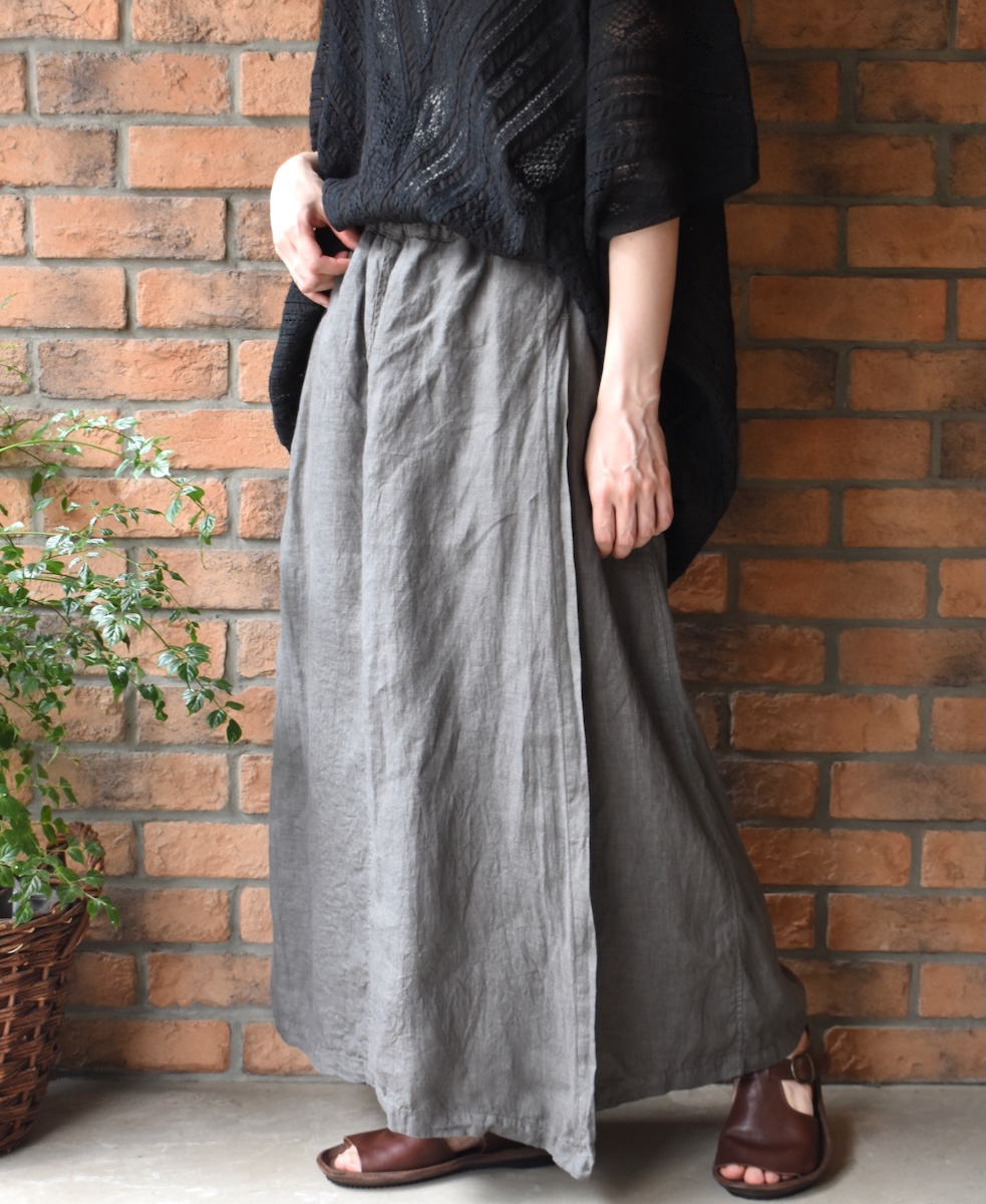 NAM2411LP (キュロット) LINEN PLAIN (OVERDYE) WRAP CULOTTES