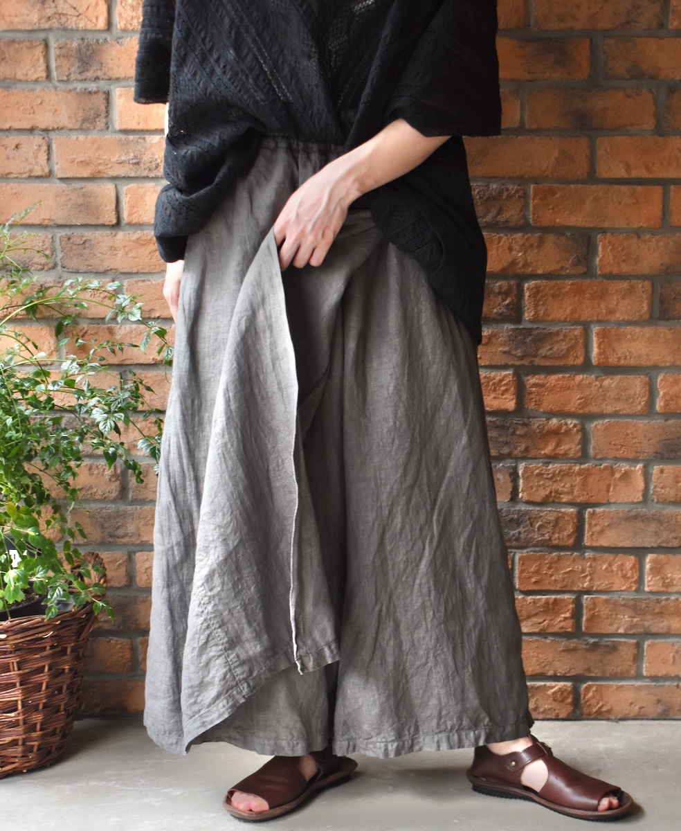 NAM2411LP (キュロット) LINEN PLAIN (OVERDYE) WRAP CULOTTES