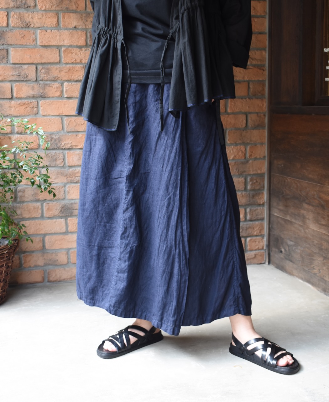 NAM2411LP (キュロット) LINEN PLAIN (OVERDYE) WRAP CULOTTES