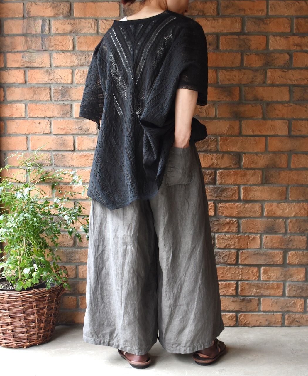 NAM2411LP (キュロット) LINEN PLAIN (OVERDYE) WRAP CULOTTES