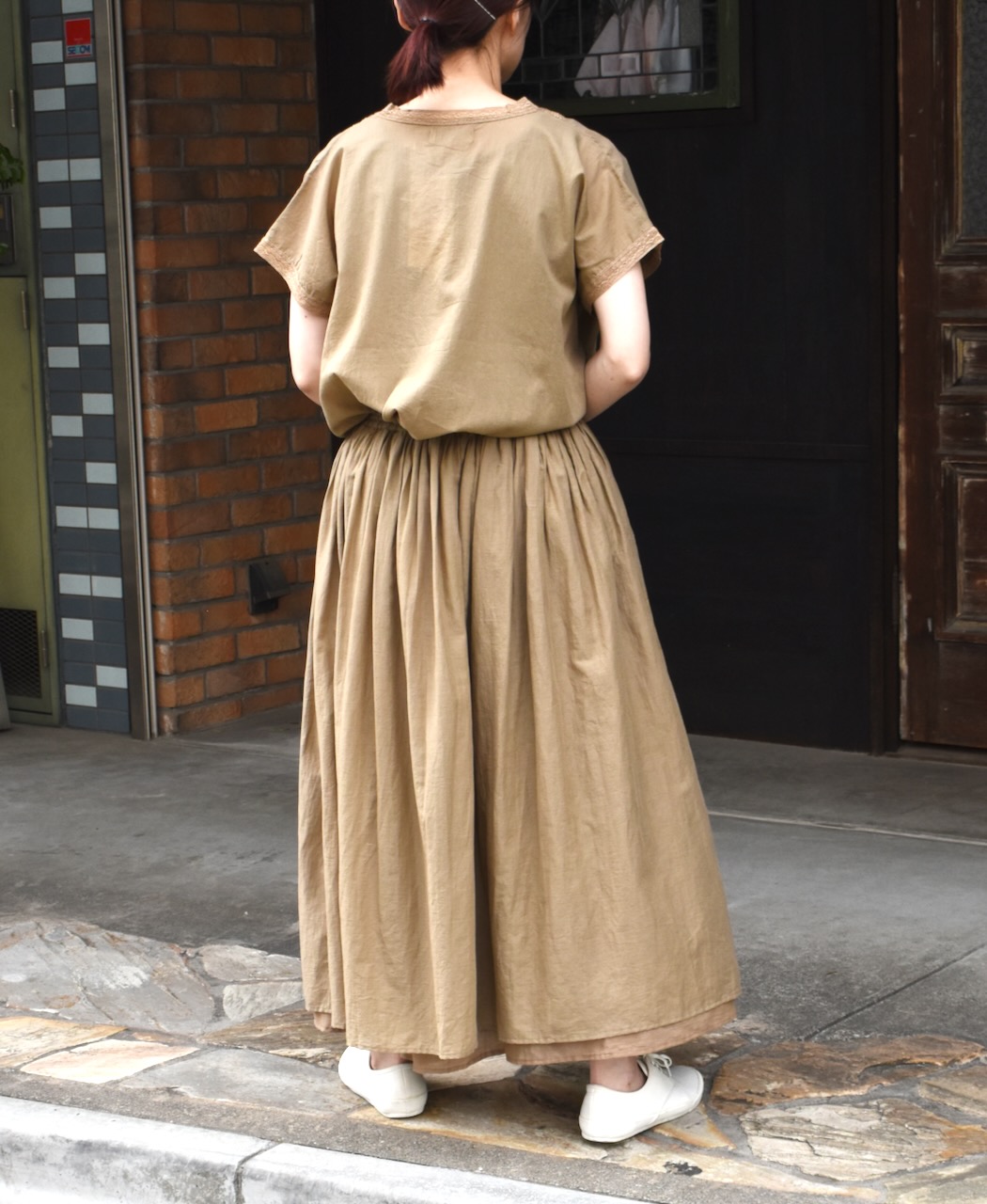 NSL24033 (スカート) COTTON VOILE LACE & PINTUCK LAYERED GATHER SKIRT