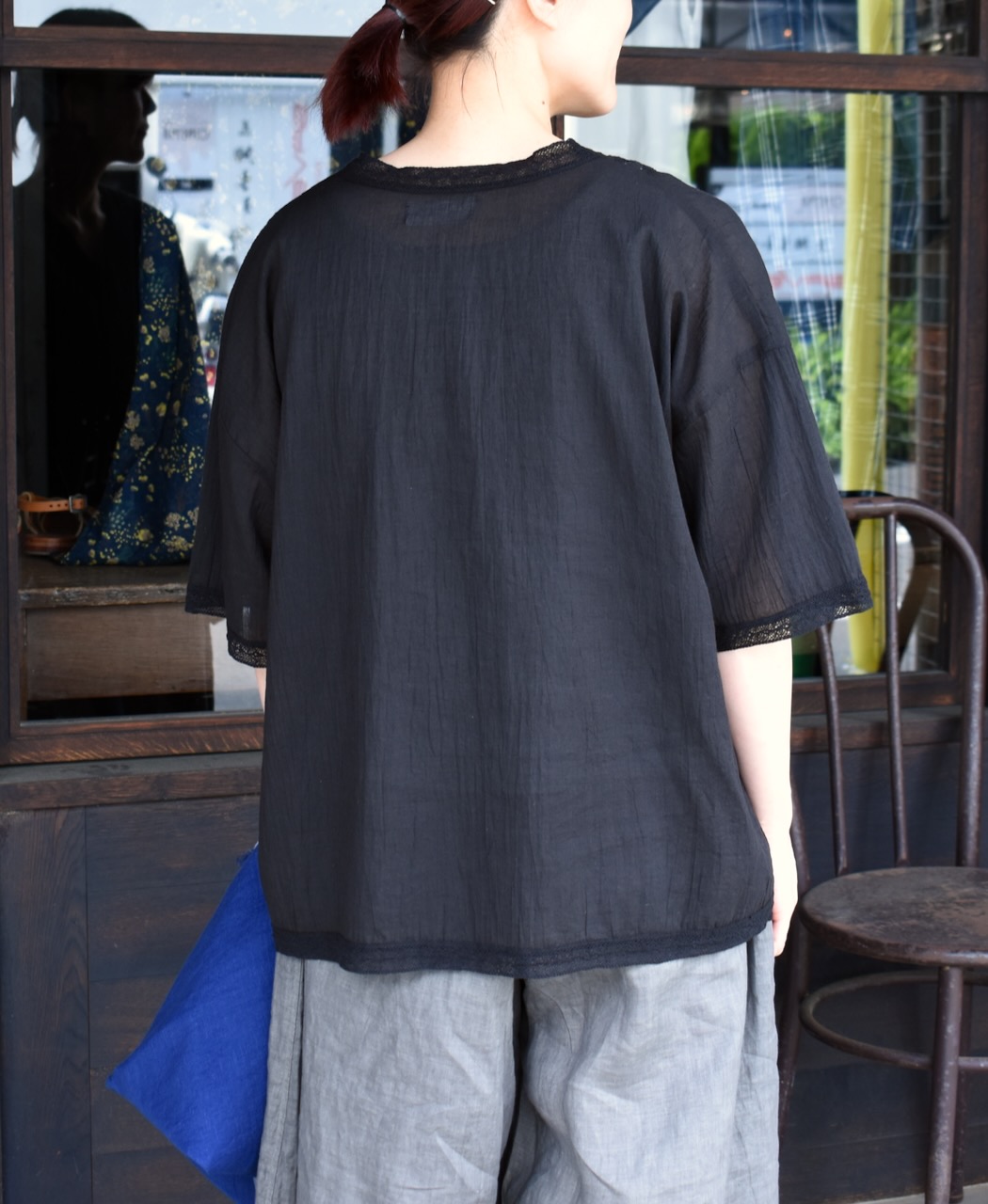 NSL24032 (ブラウス) COTTON VOILE LACE & PINTUCK V-NECK LACE SHORT/SL PULLOVER