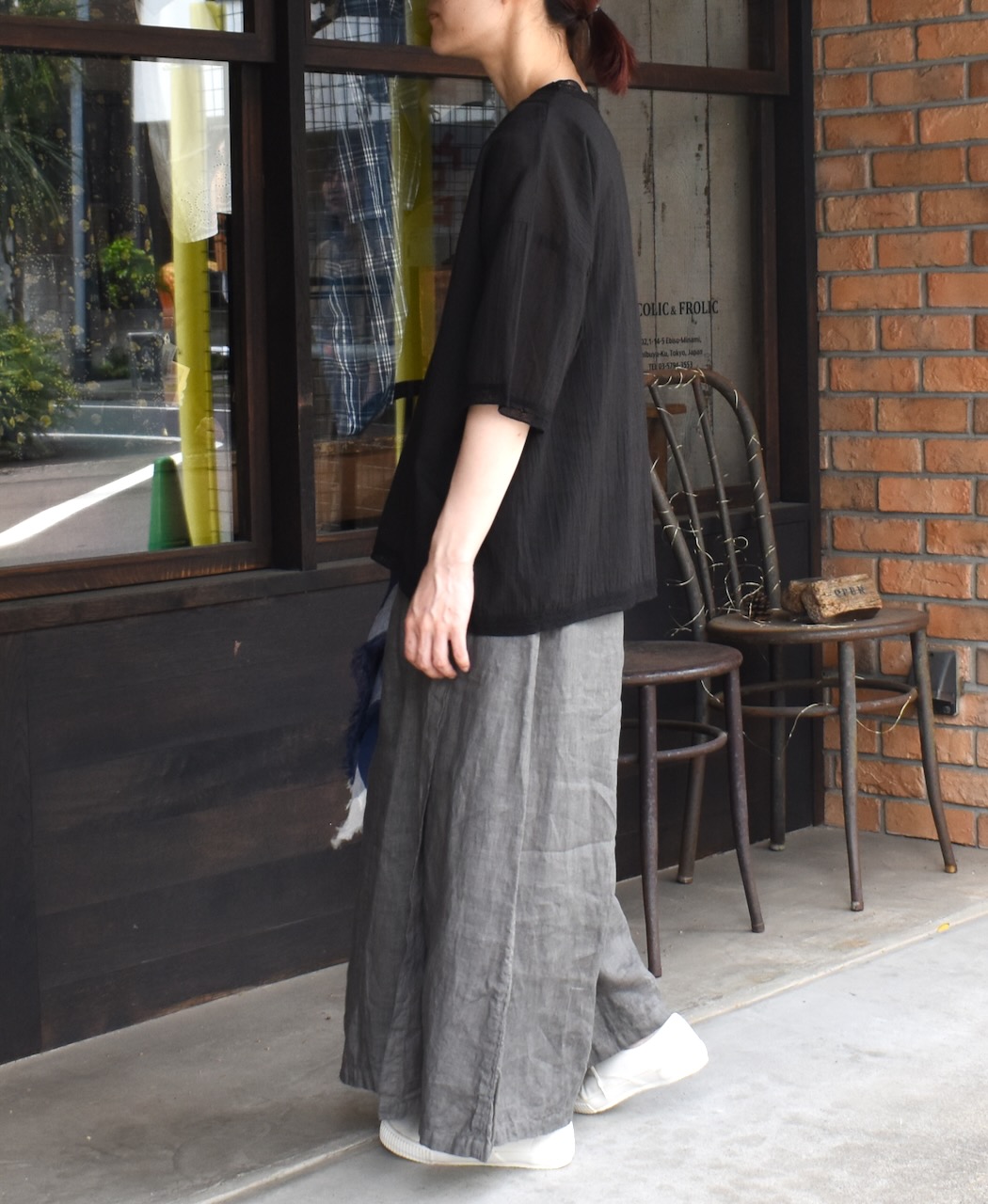 NAM2411LP (キュロット) LINEN PLAIN (OVERDYE) WRAP CULOTTES