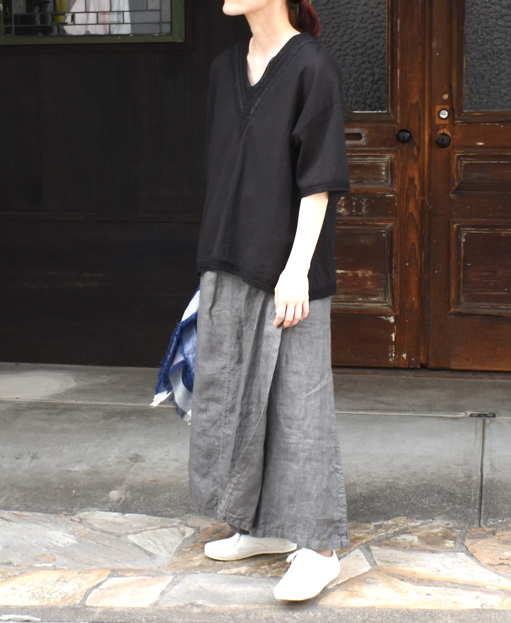 NAM2411LP (キュロット) LINEN PLAIN (OVERDYE) WRAP CULOTTES