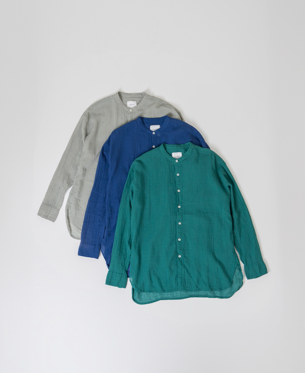 INAM1702GD (シャツ) SINGLE GAUZE OVERDYED UTILITY BANDED COLLAR SHIRT