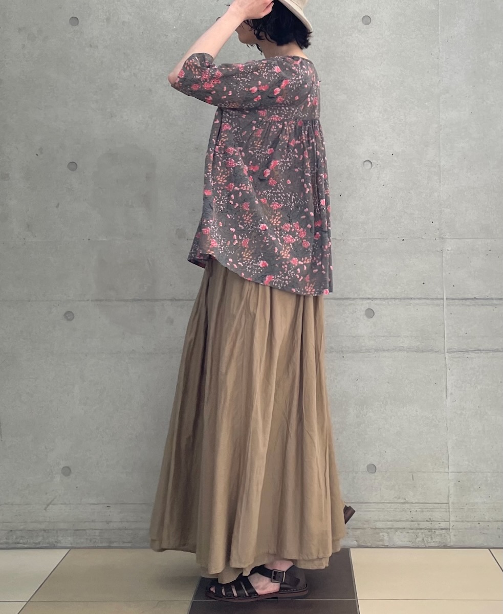 NSL24033 (スカート) COTTON VOILE LACE & PINTUCK LAYERED GATHER SKIRT