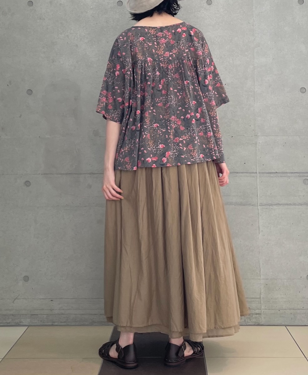 NSL24033 (スカート) COTTON VOILE LACE & PINTUCK LAYERED GATHER SKIRT