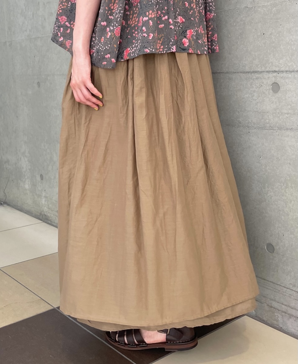 NSL24033 (スカート) COTTON VOILE LACE & PINTUCK LAYERED GATHER SKIRT