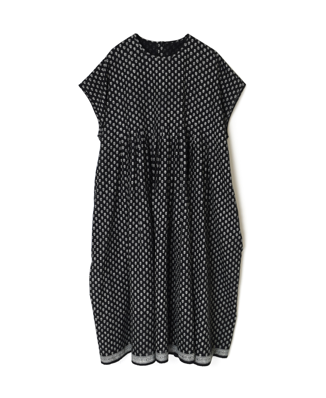 ●NMDS24188(ワンピース) 80’s COTTON VOIL SMALL FLOWER BLOCK PRINT INVERTED PLEATS F/SL DRESS