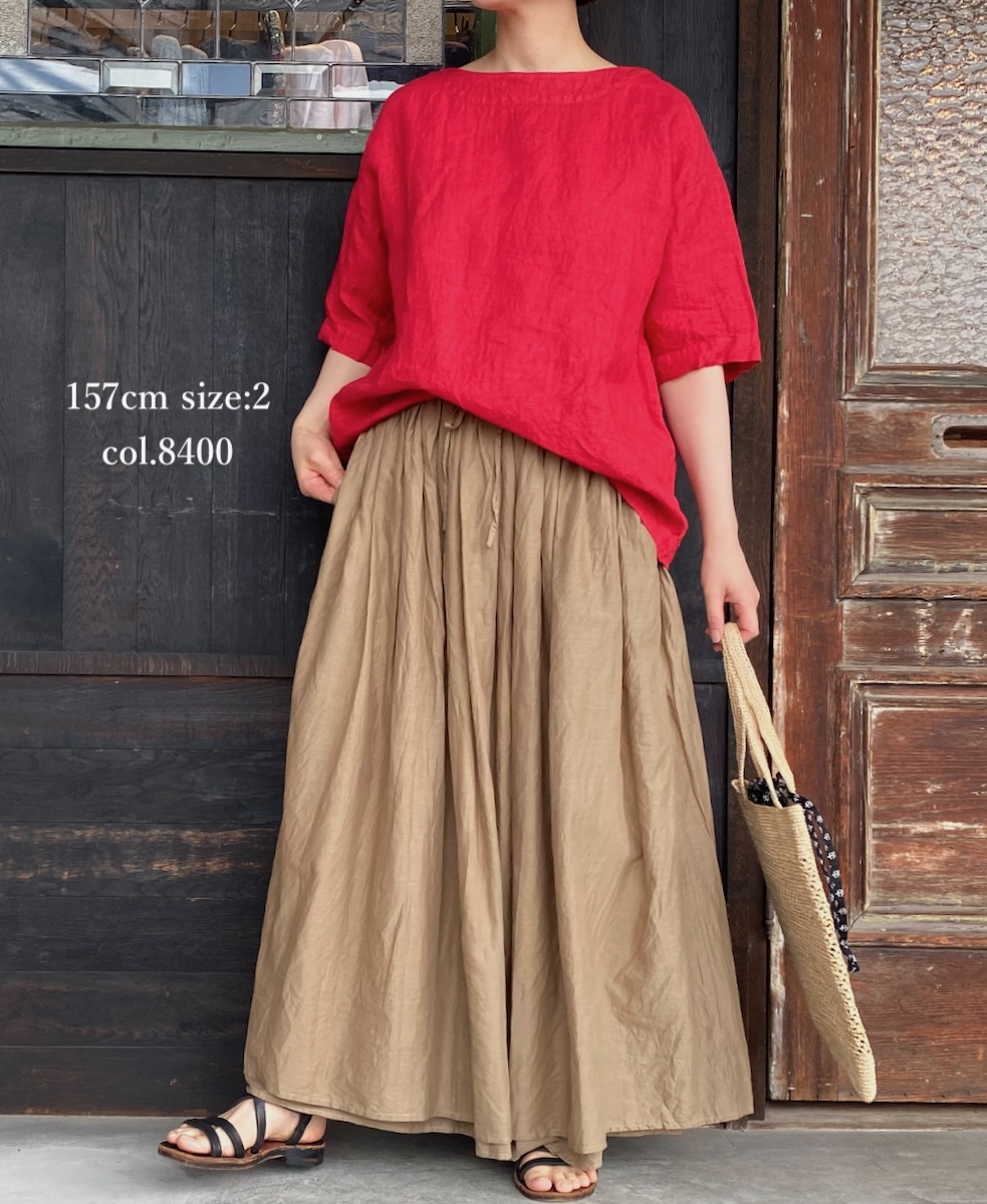 NSL24033 (スカート) COTTON VOILE LACE & PINTUCK LAYERED GATHER SKIRT