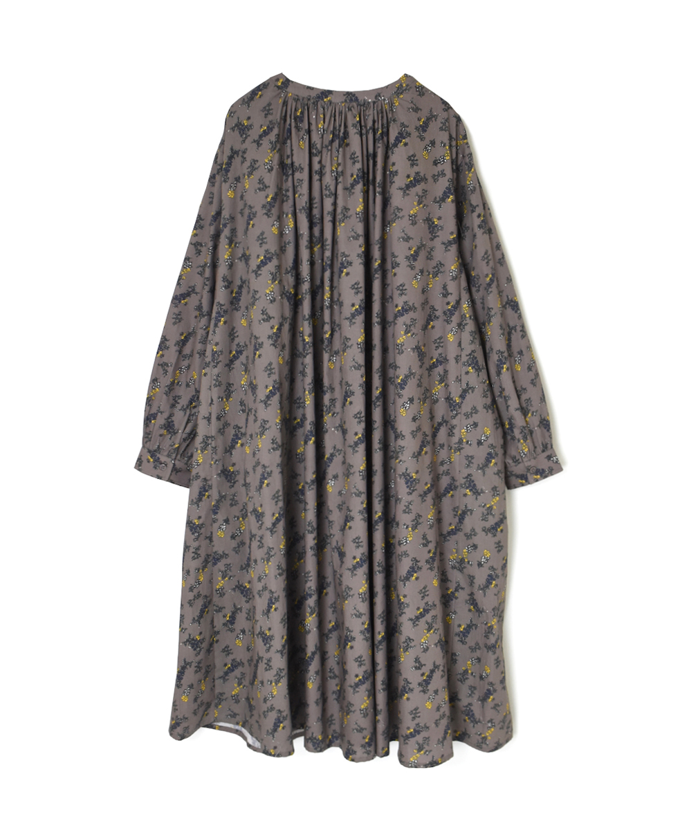 NSL24542(チュニック) 40s POPLIN FLOWER PRINT GATHERED TUNIC