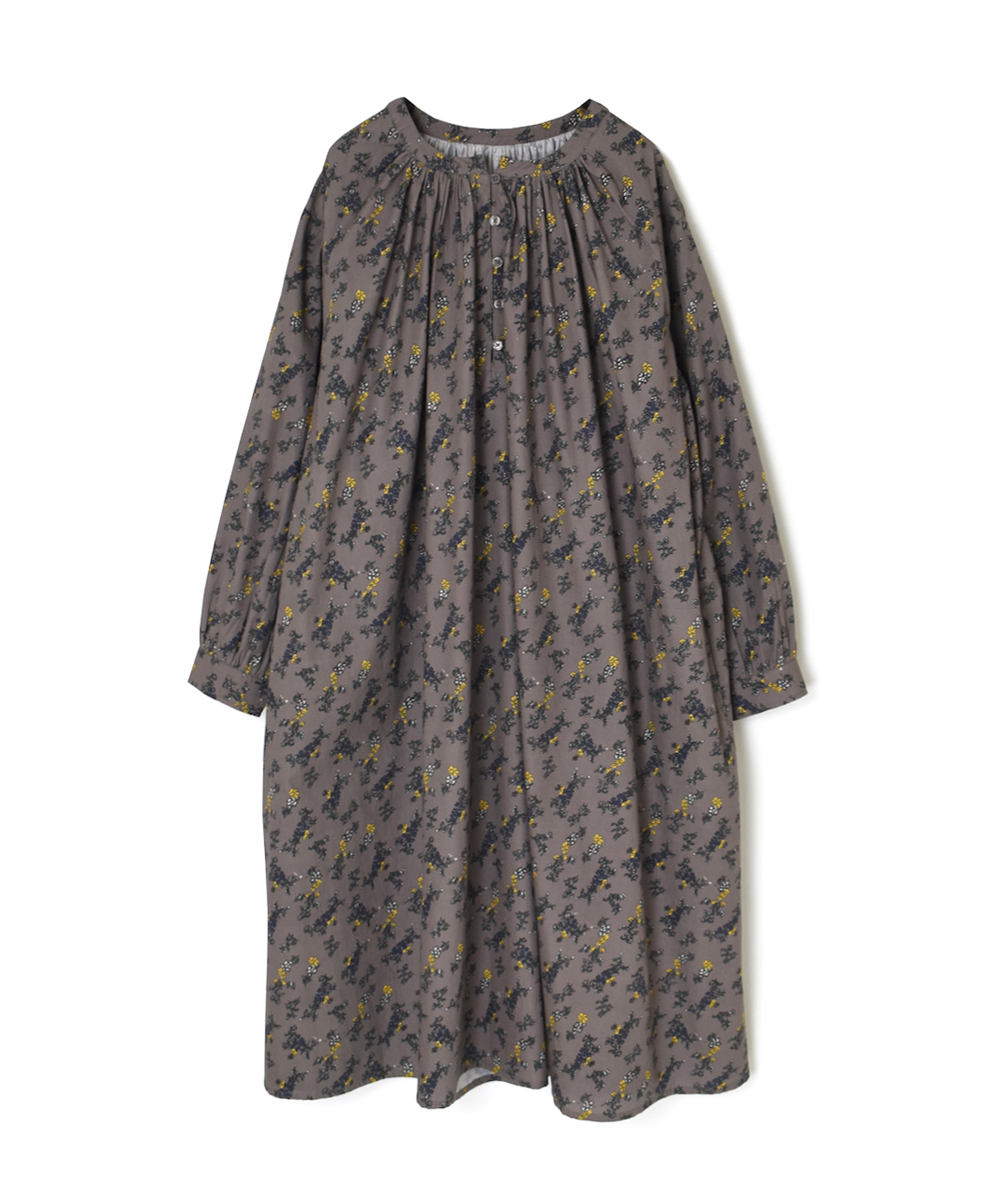 NSL24542(チュニック) 40s POPLIN FLOWER PRINT GATHERED TUNIC