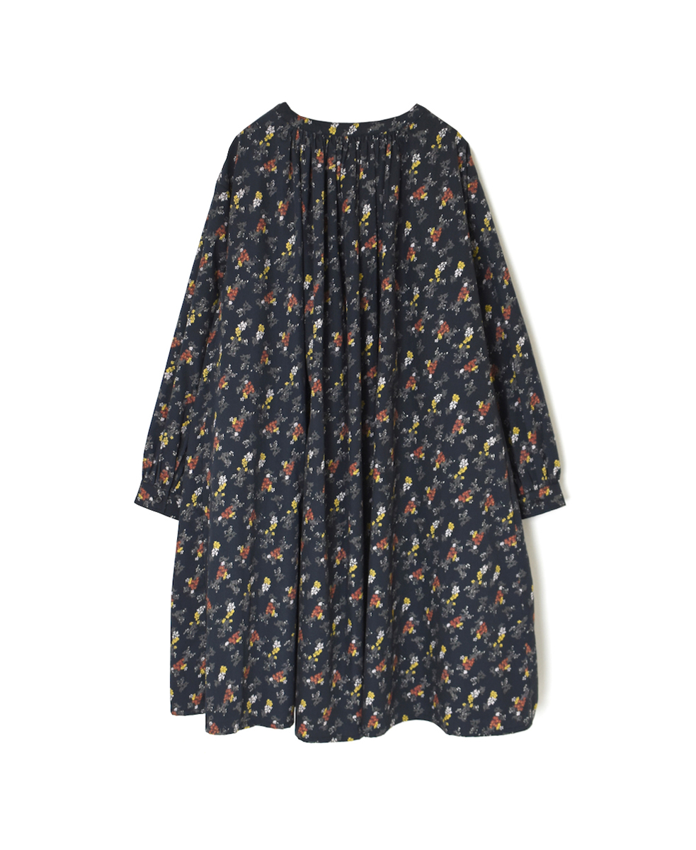 NSL24542(チュニック) 40s POPLIN FLOWER PRINT GATHERED TUNIC