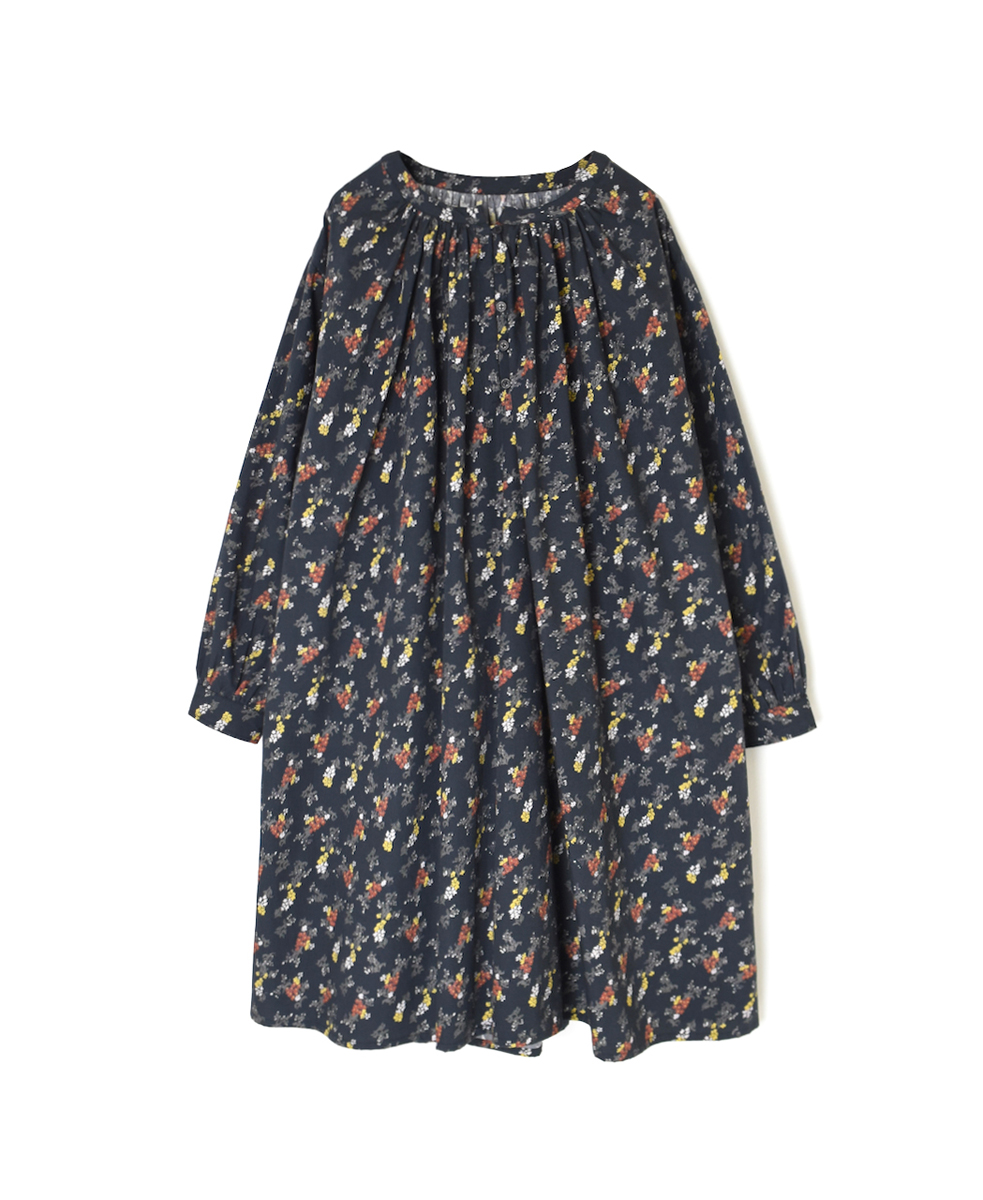 NSL24542(チュニック) 40s POPLIN FLOWER PRINT GATHERED TUNIC