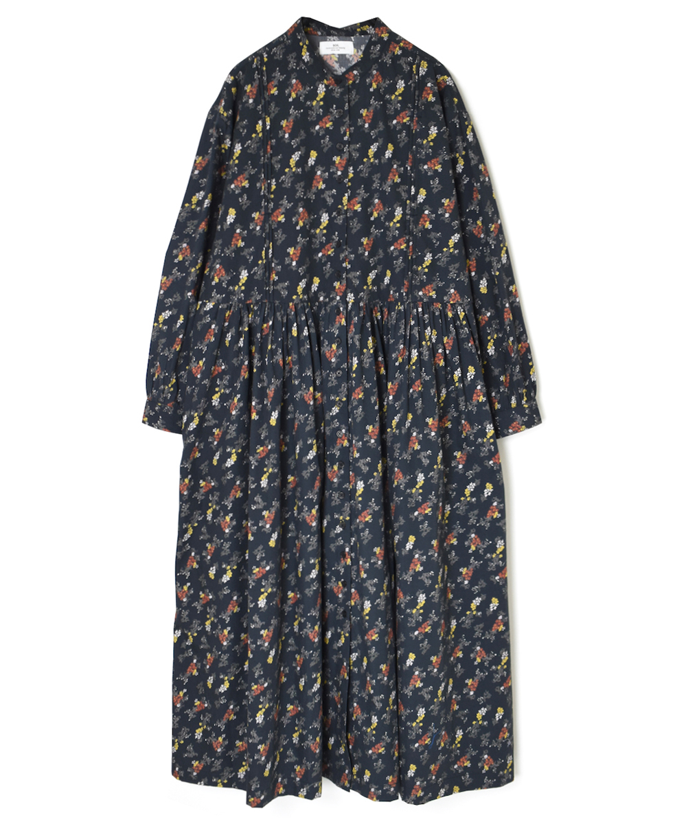 NSL24543(ワンピース) 40s POPLIN FLOWER PRINT BAND COLLAR DRESS