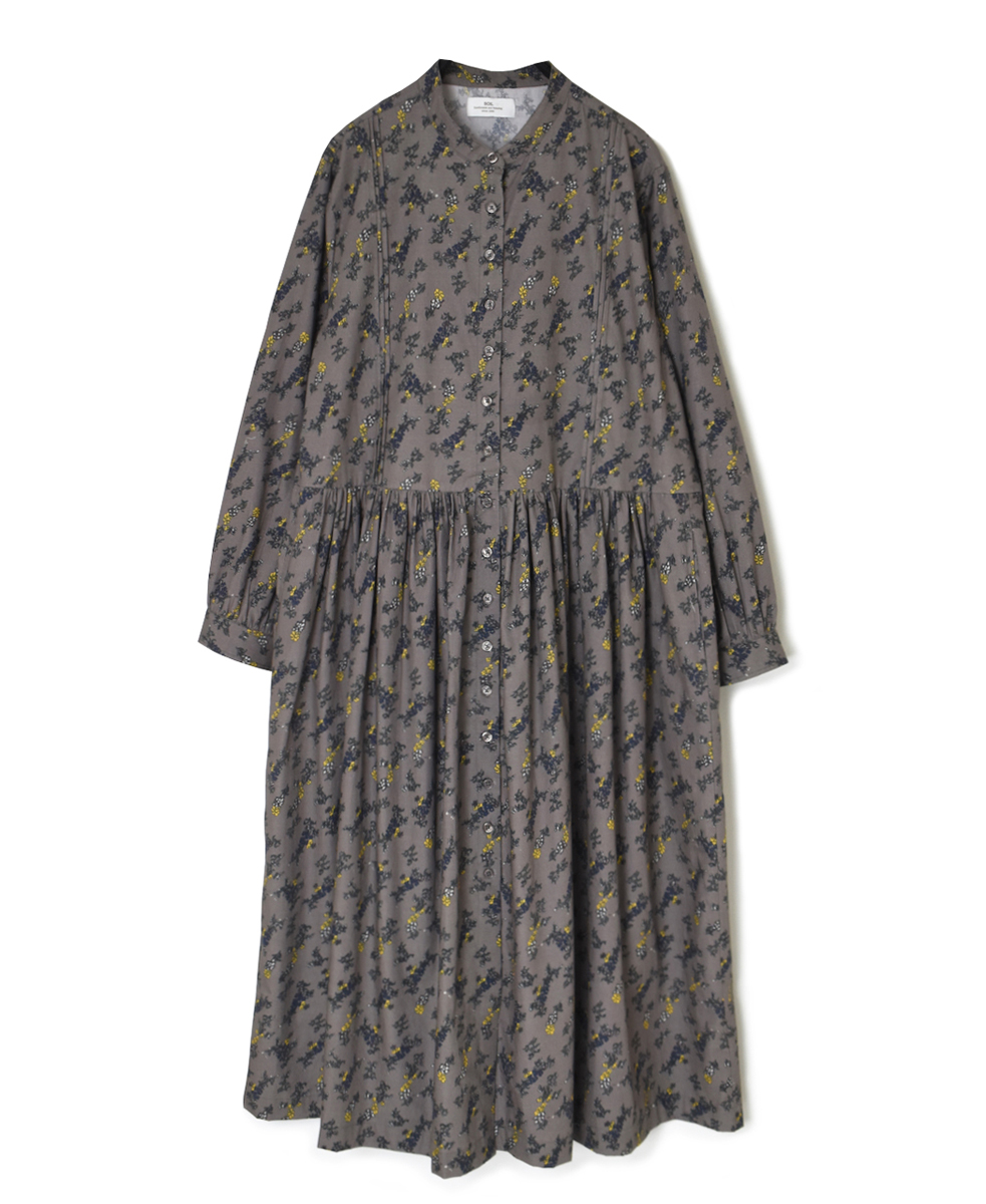 NSL24543(ワンピース) 40s POPLIN FLOWER PRINT BAND COLLAR DRESS